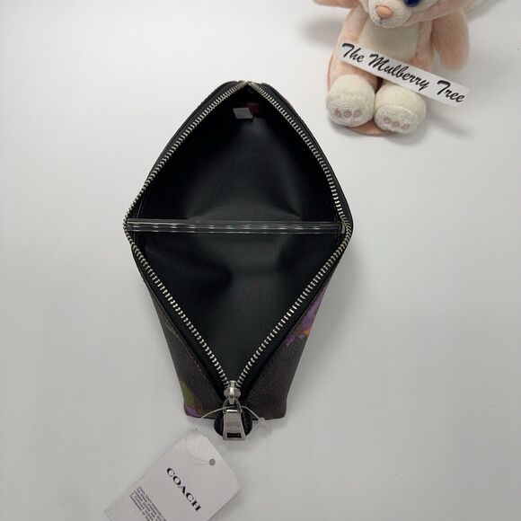 Coach CL454 Pencil Case In Signature Canvas With Purple Rose Print NWT - Picture 5 of 5